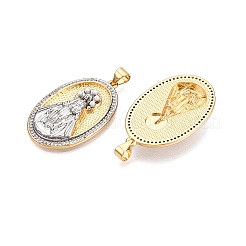 Colgantes de latón con micropavé de circonitas cúbicas y perlas de imitación ABS&nbsp;KK-T070-21G