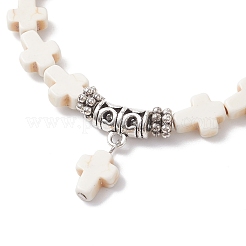 Braccialetti con ciondoli in perline crociate turchesi sintetiche&nbsp;BJEW-JB12292-02