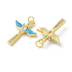 Pendenti in zirconi cubici trasparenti in micro pavè di ottone&nbsp;KK-C045-14G