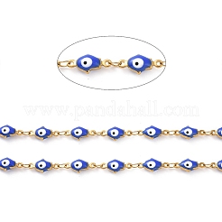 Mano di hamsa smaltata con catene a maglie malocchio&nbsp;CHS-G023-01G-03