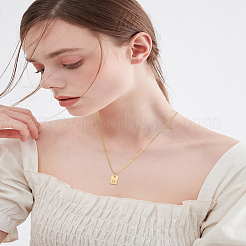 1 collar con colgante rectangular de letras de acero inoxidable&nbsp;NJEW-LP0001-34H-G