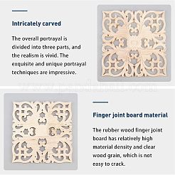 Artisanat d'applique onlay sculpté en bois massif naturel&nbsp;WOOD-FH0001-12