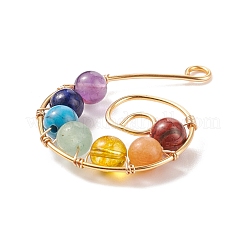 Chakra pendentifs en fil de cuivre de pierres naturelles mélangées&nbsp;PALLOY-JF01552