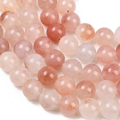 Hilos de cuentas de jade persa rosa natural color flor de durazno&nbsp;G-NH0071-A01-12mm