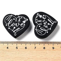 Coeur de qualité alimentaire avec perles focales en silicone mot amour&nbsp;SIL-NH0001-01A