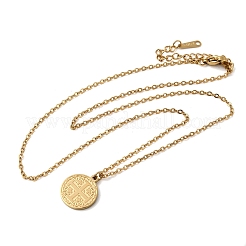 Colliers avec pendentif médaille en acier inoxydable 304 et croix de Jérusalem&nbsp;NJEW-D349-01G