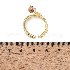 Bagues ouvertes en laiton avec micro pavé de zircones cubiques pour femmes&nbsp;RJEW-L343-05G-01