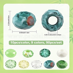 90 Stück europäische Glasperlen in 9 Farben&nbsp;GLAA-YW0005-68