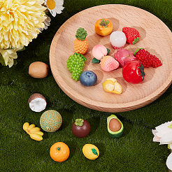 30 pièce de 10 styles de décorations miniatures de fruits en résine&nbsp;DJEW-WR0001-12