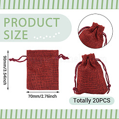 20 Stück rechteckige Beutel aus Polyester-Imitat-Sackleinen mit Kordelzug&nbsp;ABAG-TA0001-96C