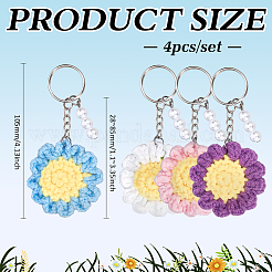 4 porte-clés fleur en coton&nbsp;KEYC-MA00010