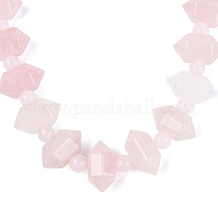 Collane con perline rotonde e coniche di quarzo rosa naturale&nbsp;NJEW-N064-03N