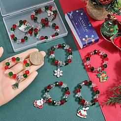 Serviettenringe aus Glasperlen mit Weihnachtsmotiv&nbsp;AJEW-SC00033