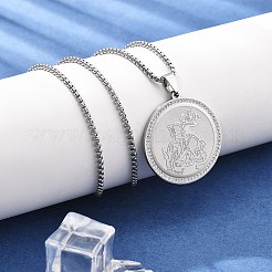 201 collane con ciondolo in strass in acciaio inossidabile per donna&nbsp;LS-NJEW-U021-03P