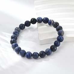 Bracelets extensibles en perles rondes en sodalite naturelle&nbsp;BJEW-F203-05