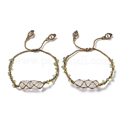 Kugelgeflochtenes Perlenarmband aus natürlichem Quarzkristall&nbsp;BJEW-K225-01B