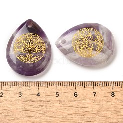 Pendentifs goutte d'améthyste naturelle&nbsp;G-C158-01L