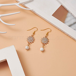 Sole di strass di cristallo con orecchini pendenti in howlite naturale&nbsp;EJEW-JE05144