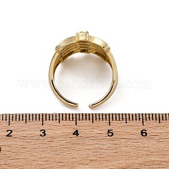 Messing Micro Pave klare Zirkonia Manschette Fingerringe&nbsp;RJEW-G337-34G