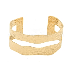 Placcatura ionica (ip) 304 acciaio inossidabile testurizzato bracciali aperti cavi&nbsp;BJEW-S151-01G-04