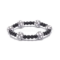Pulsera elástica con cuentas de acrílico con tema deportivo para hombres y mujeres&nbsp;BJEW-JB08549