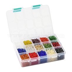 375g 15 Farben Glas Saatperlen&nbsp;SEED-JP0004-01-4mm