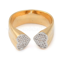Bague en laiton avec micro pavé de cœur&nbsp;X-RJEW-Q819-20G