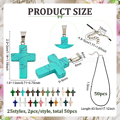 DIY-Kits zur Herstellung von Halsketten mit Kreuzanhänger&nbsp;DIY-FG0008-32