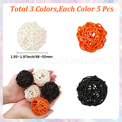 15 boule de rotin en osier de 3 couleurs&nbsp;AJEW-SC0004-25A