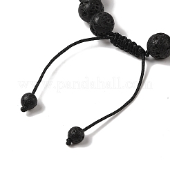 10 mm runde geflochtene Perlenarmbänder aus natürlichem Lavastein&nbsp;BJEW-C067-01C-09