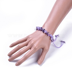 Braccialetti di perline intrecciati in perle di ametista naturale regolabili&nbsp;BJEW-JB04392-02