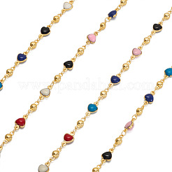 Chaînes de perles en forme de cœur en émail coloré faites à la main de 1 m&nbsp;CHC-TA0001-12