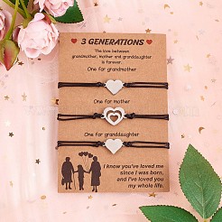 Ensemble de bracelets à maillons en forme de cœur en acier inoxydable 430 de 3 styles&nbsp;JB727A