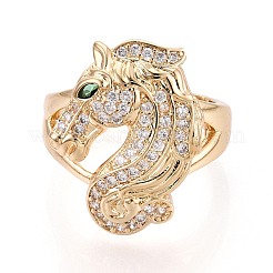 Messing Micro Pave Zirkonia Manschette offene Ringe&nbsp;KK-T080-36G