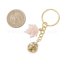 3 porte-clés pendentif en alliage émaillé avec feuille et globe en verre&nbsp;KEYC-JKC01302