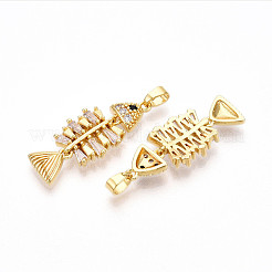 Pendentifs avec zircon cubiques à micro-pavés en laiton&nbsp;KK-N257-07G