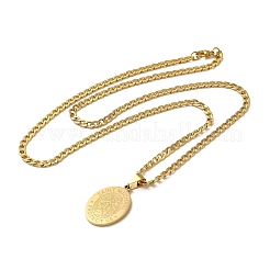 Collane ovali con ciondolo a forma di angelo&nbsp;NJEW-C043-04G