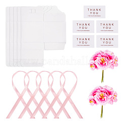Durchsichtige PVC-Geschenkverpackungsboxen für Süßigkeiten mit Band und Kunstblume&nbsp;CON-TAC0001-20A