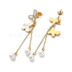 Boucles d'oreilles pendantes papillon en acier inoxydable 304 avec placage ionique (IP)&nbsp;STAS-D089-14G