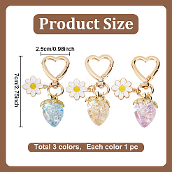 3 pieza de decoraciones colgantes de fresa acrílica de 3 colores&nbsp;AJEW-HY0001-96