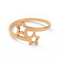 Anillo de dedo con doble estrella de acero inoxidable con revestimiento iónico (IP) 201&nbsp;RJEW-J051-14G