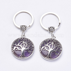 Flach rund mit Baum des Lebens Edelstein Schlüsselbund&nbsp;KEYC-G043-C