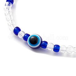 Stretch-Armband aus Harz mit bösem Blick und Acrylperlen&nbsp;BJEW-JB10098