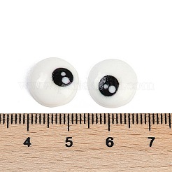 Cabochons ronds et plats en résine de dessin animé blancs et noirs&nbsp;LS-CRES-Q009-01G