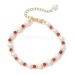 Muschelperle & gefärbte natürliche malaysische Jade-Armbänder mit runden Perlen für Frauen&nbsp;BJEW-JB12031-01