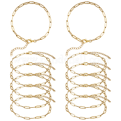 12 bracelet en acier inoxydable 304 avec chaîne en forme de trombones pour hommes et femmes&nbsp;BJEW-SC0001-63G