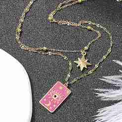 Collane a doppio strato con ciondolo a forma di stella con occhio smaltato in acciaio inossidabile 304 per donna&nbsp;STAS-Z105-05G