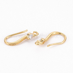 Messing Micro Pave klare Zirkonia Ohrring Haken&nbsp;ZIRC-S068-007-NF