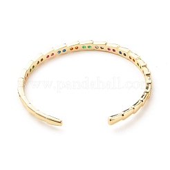 Bracelet de manchette ouvert en zircone cubique colorée&nbsp;BJEW-B054-18G