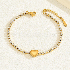 Elegante Herz 201 Edelstahl Strass Cup Ketten funkelnde Armbänder für Frauen tägliche Party&nbsp;ZW4725